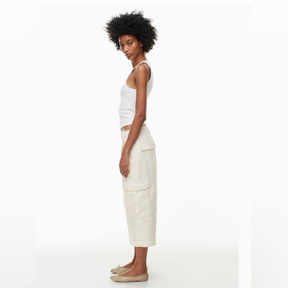 Aritzia TNA Troop Cargo Maxi Skirt White Exclusive TNA embroidery Size 12 - Picture 3 of 15